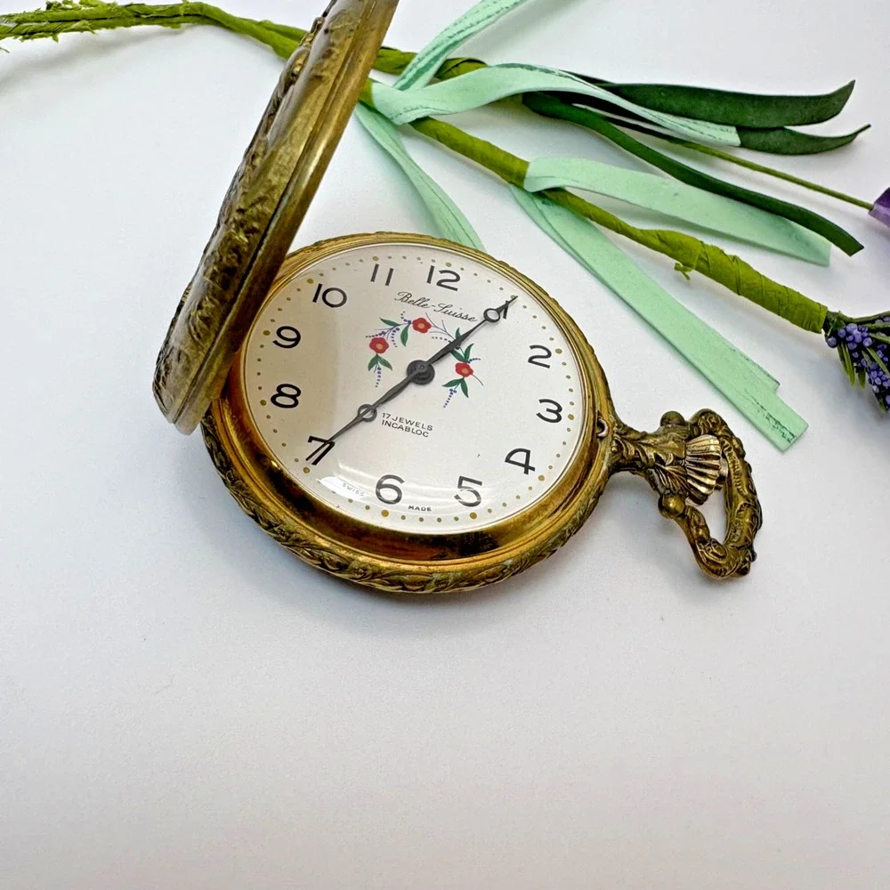 Vtg Légant 17 Jewels Swiss Pocket Watch Incabloc Hunter Dog Dad Classy Gift Fall